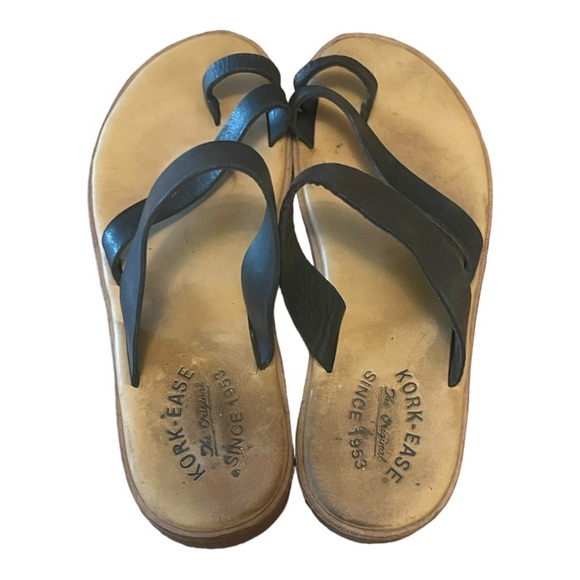 Kork-Ease Black Leather Slip On Sandals Size 8 M - Picture 5 of 5